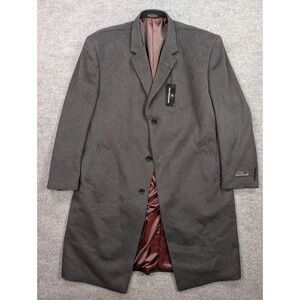 Jean Paul Germain Overcoat Mens 48R Wool Charcoal Gray Long Trench Coat NWT